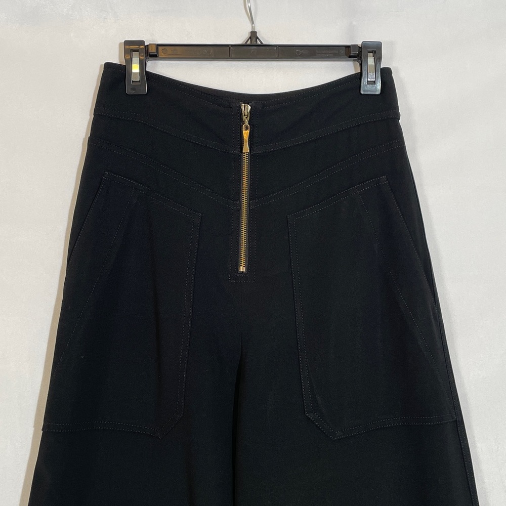 Derek Lam 10 Crosby Wide Leg Front Zipper Pants Size 4 Black - Picture 4 of 14
